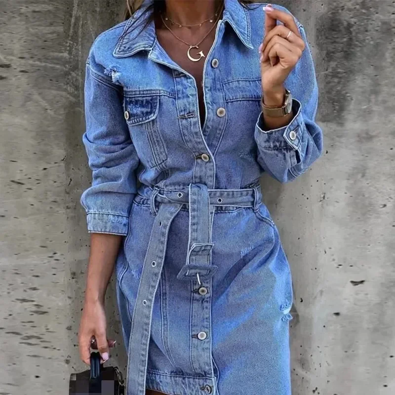 Nova - Angesagtes Jeanshemdkleid mit Distressed-Details