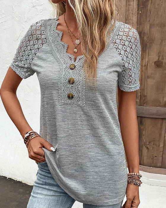 Specas | Woman T-Shirt mit kurzen Ärmeln und Spitze
