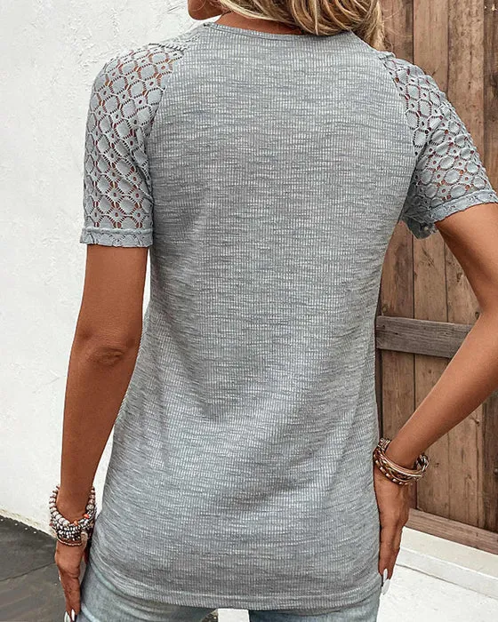 Specas | Woman T-Shirt mit kurzen Ärmeln und Spitze