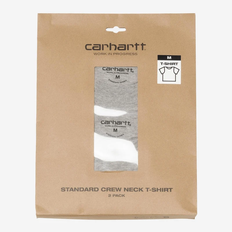 Carhartt WIP Herren Standard Rundhals Kurzarm T-Shirt (2er-Pack) | Grau meliert
