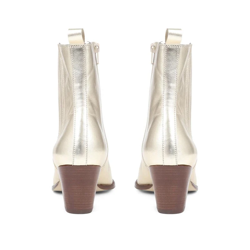 Lizia Heeled Leather Ankle Boots - LIZIA / 324 369 - Gold