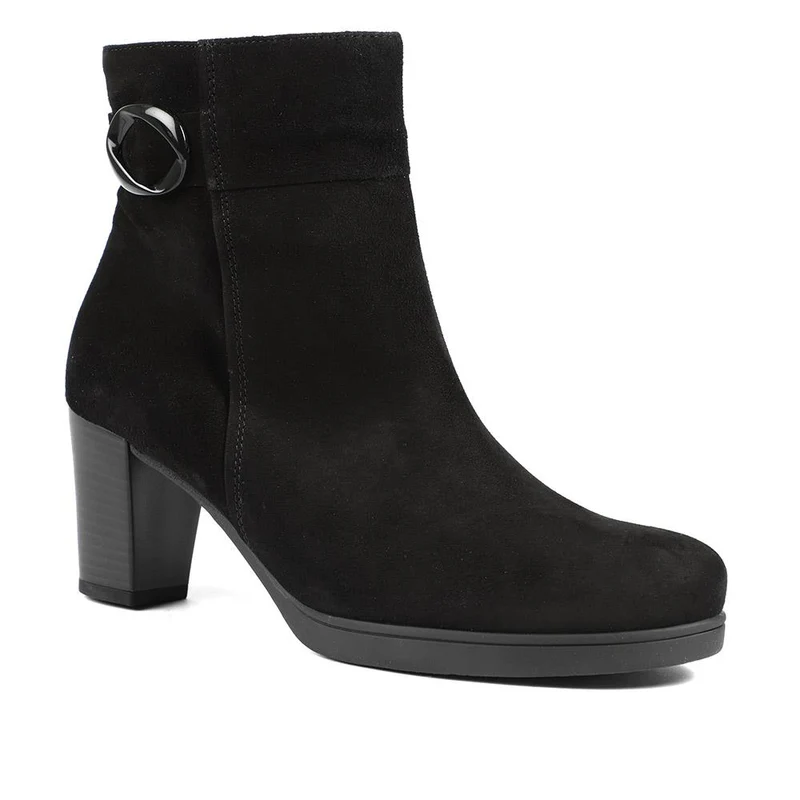 Gabor Wide Fit Leather Block Heel Ankle Boots - GAB42547 / 329 078
