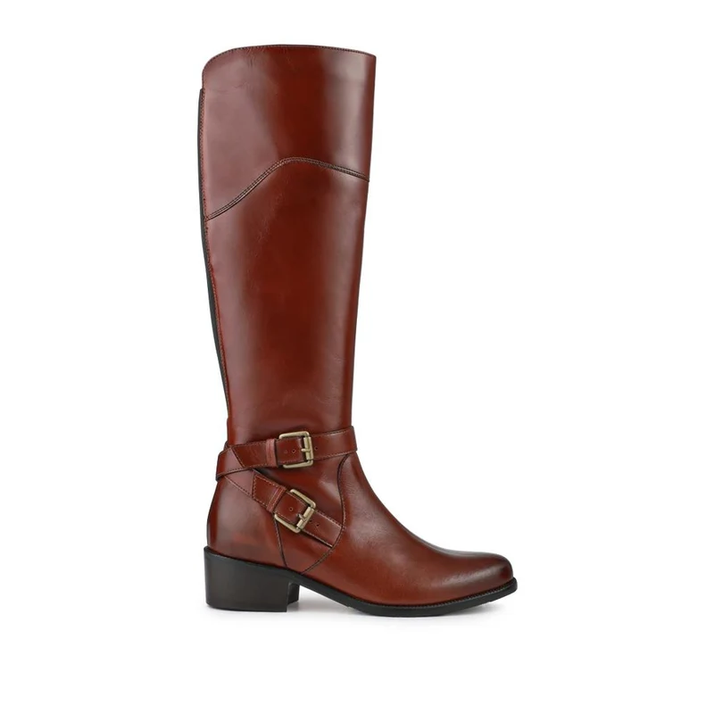 Phoebe Medium Calf-Fit Leather Long Boots - PHOEBE1M / 327 750 - Tan