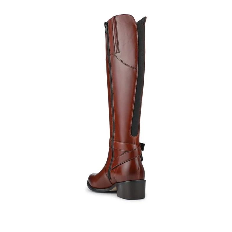 Phoebe Medium Calf-Fit Leather Long Boots - PHOEBE1M / 327 750 - Tan