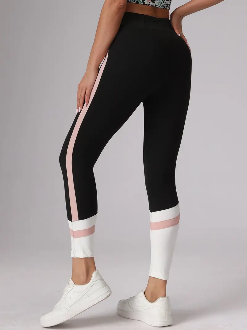 Gestreifte Seiten | Colorblock-Fitness-Leggings