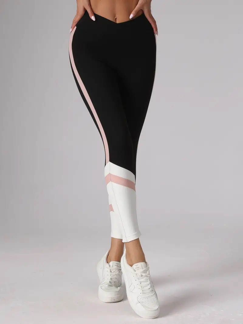 Gestreifte Seiten | Colorblock-Fitness-Leggings