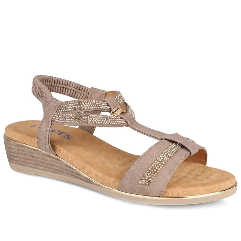 Wide Fit Embellished Stretch Fit Sandals - BAIZH43066 / 329 610 - Brown