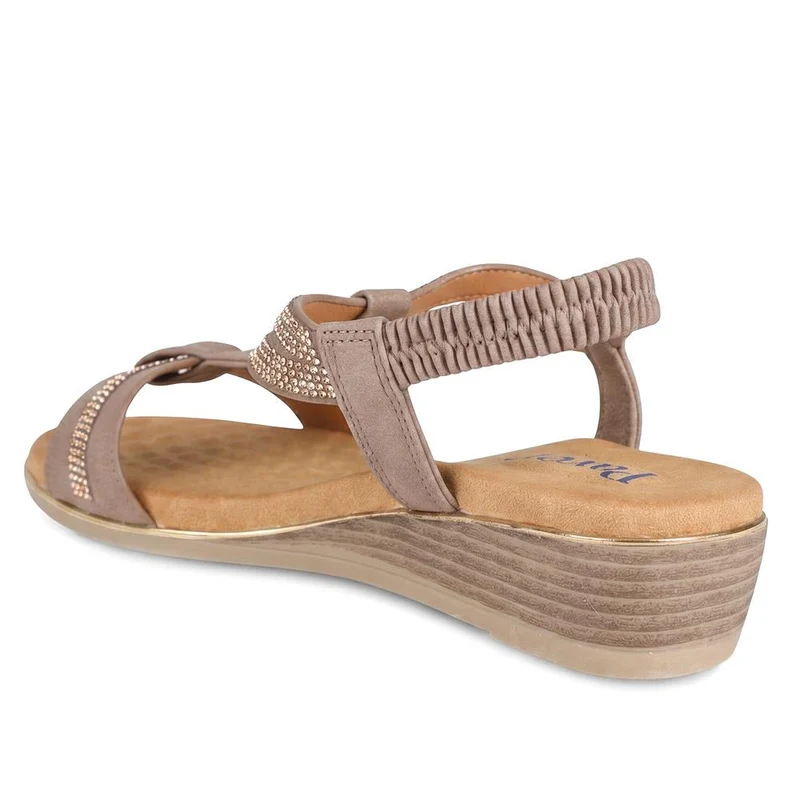 Wide Fit Embellished Stretch Fit Sandals - BAIZH43066 / 329 610 - Brown