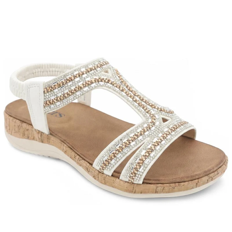 Wide Fit Elasticated Sandals - BAIZH43067 / 329 611 - White