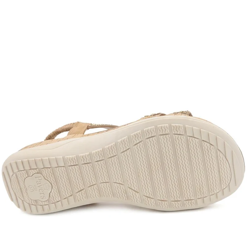 Wide Fit Elasticated Sandals - BAIZH43067 / 329 611 - Tan