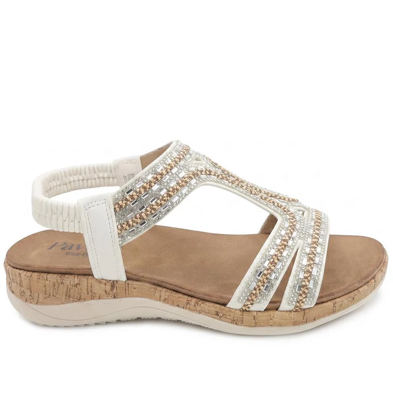 Wide Fit Elasticated Sandals - BAIZH43067 / 329 611 - White