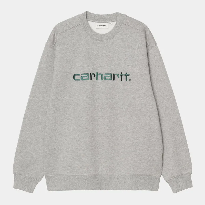 Carhartt WIP Frauen Carhartt Sweat Top | Grau meliert / Dunkeltanne