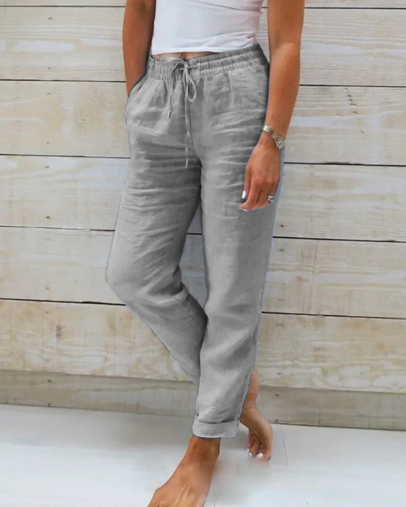 Adelina™ - Hose mit Gummizug aus Baumwolle und Leinen