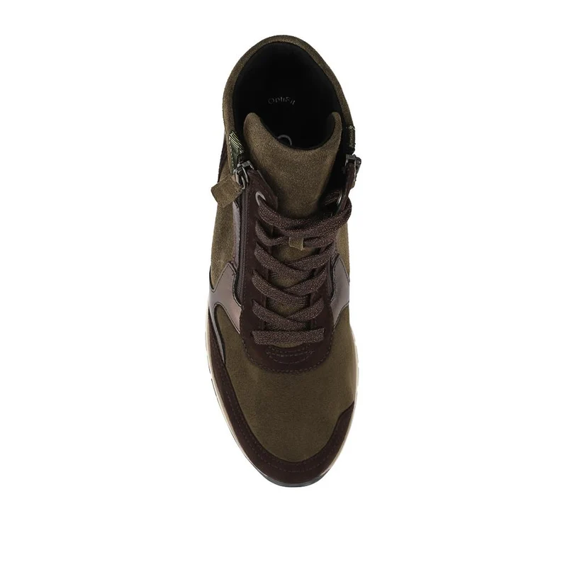 Gabor Wide Fit Leather Zip Fasten Hi Top Trainers - GAB42530 / 328 945 - Khaki Multi