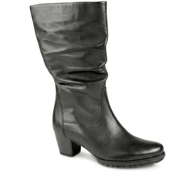 Warm-Lined Leather Long Boots - GAB40514 / 325 888 - Black