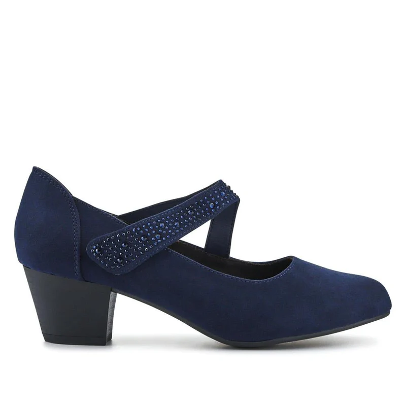 Wide fit Cone Heeled Mary Janes - PLAN40030 / 326 845 - Navy