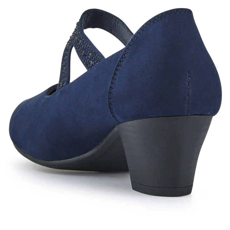 Wide fit Cone Heeled Mary Janes - PLAN40030 / 326 845 - Navy