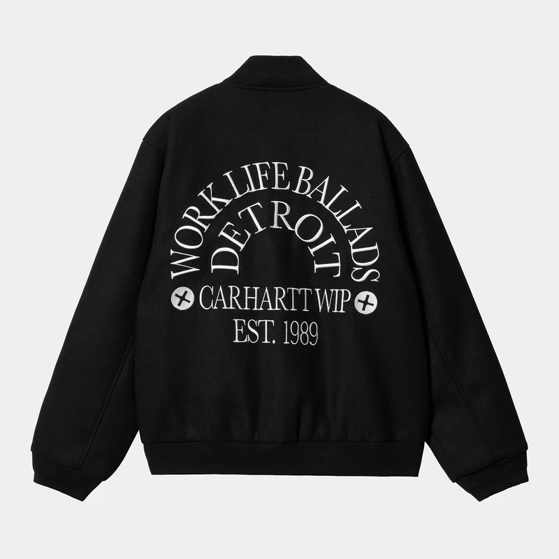 Carhartt WIP Herren-Arbeits-Bomberjacke im College-Stil – Schwarz