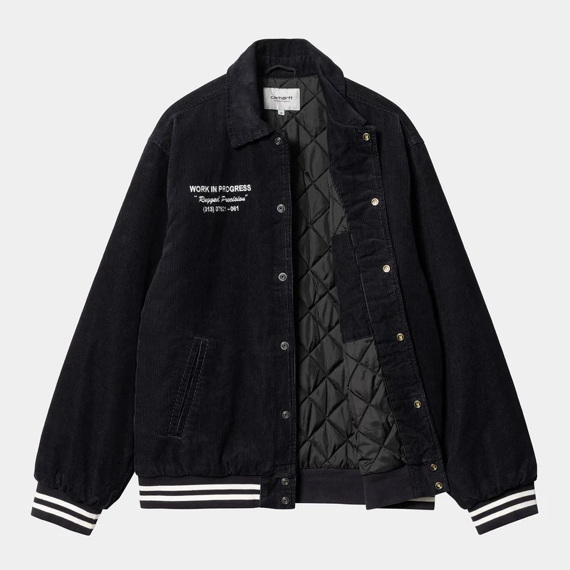Carhartt WIP Herren Rugged Letterman Jacke - Dunkelblau / Wachs