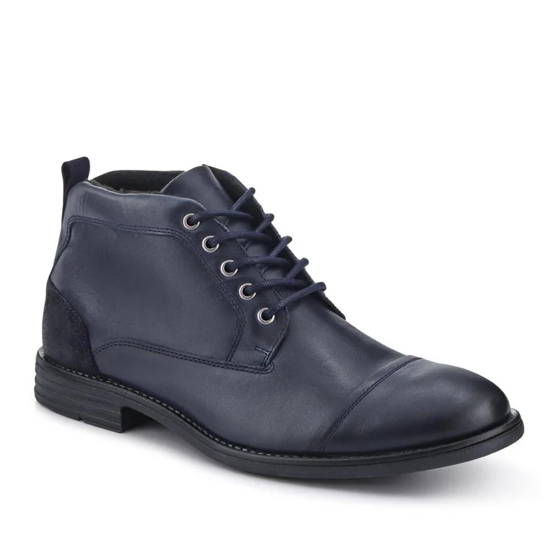 Dorian Smart Leather Ankle Boots - DORIAN / 328 079 - Navy