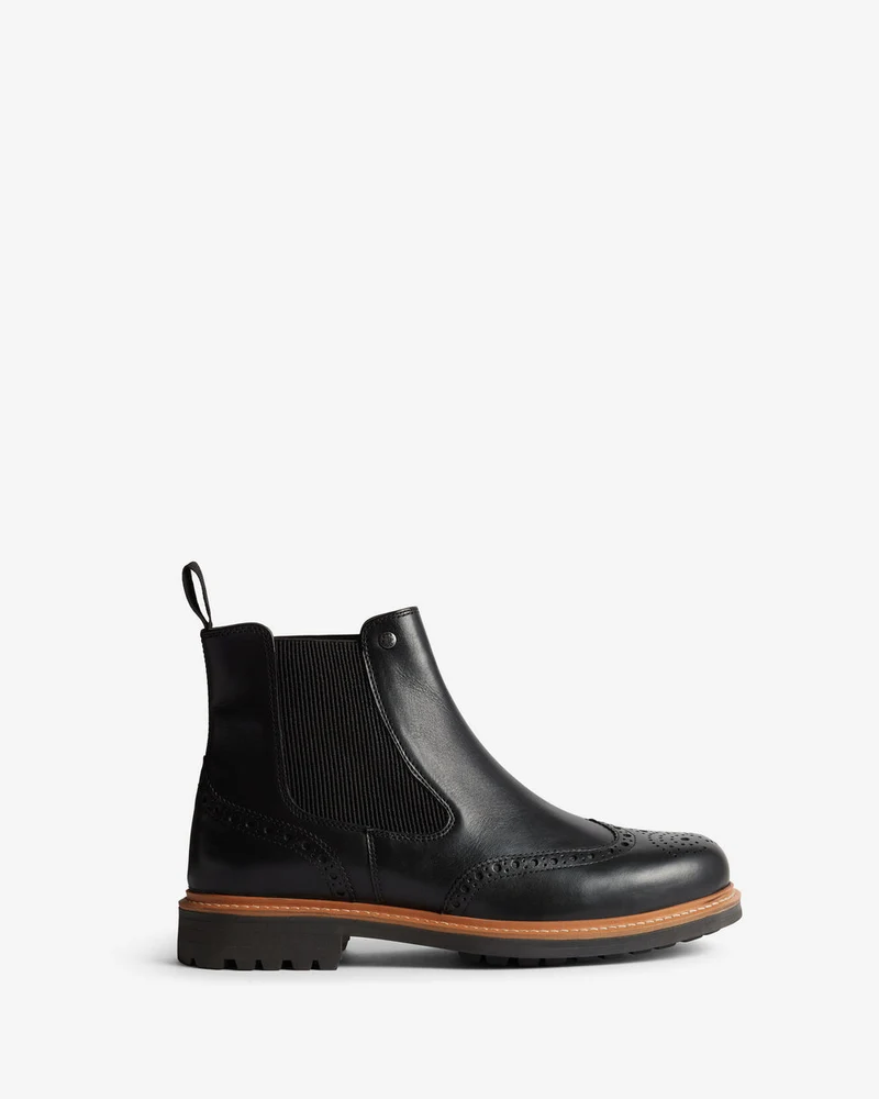 Hunter Händler für Herren-Cawdor-Brogues Chelsea Stiefel | Schwarz