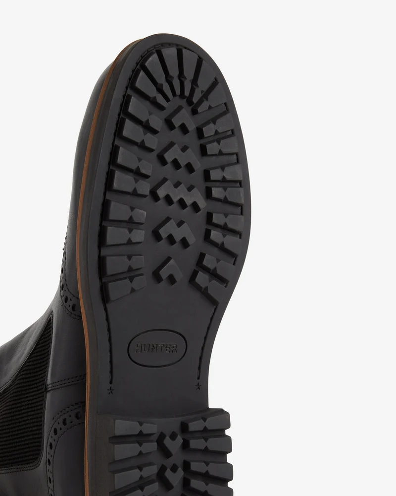 Hunter Händler für Herren-Cawdor-Brogues Chelsea Stiefel | Schwarz