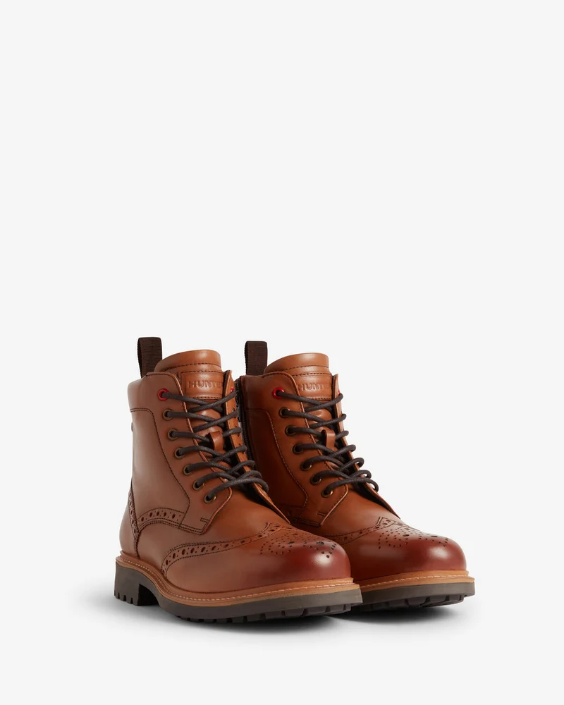 Hunter Cawdor Brogue-Stiefeletten für Herren | Hellbraun