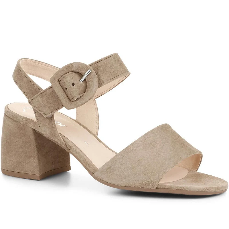 Suede Mid-High Block Heels - GAB35531 / 322 035 - Grey Suede