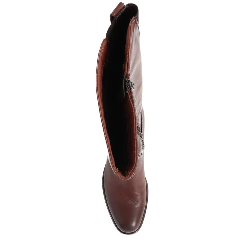 Donatella Knee High Leather Boots - DONATELLA / 322 367 - Brown