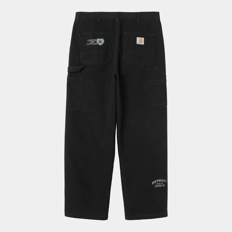 Carhartt WIP Herren OG Single Knee Hose mit Grafikprint | Schwarz, stark stonewashed