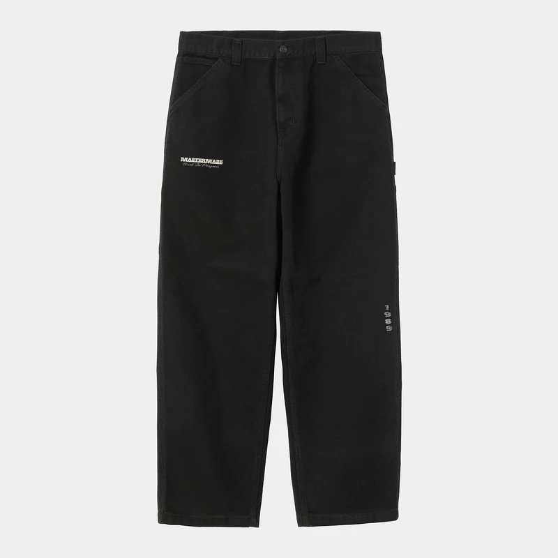 Carhartt WIP Herren OG Single Knee Hose mit Grafikprint | Schwarz, stark stonewashed