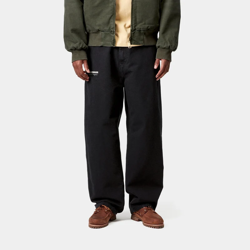 Carhartt WIP Herren OG Single Knee Hose mit Grafikprint | Schwarz, stark stonewashed