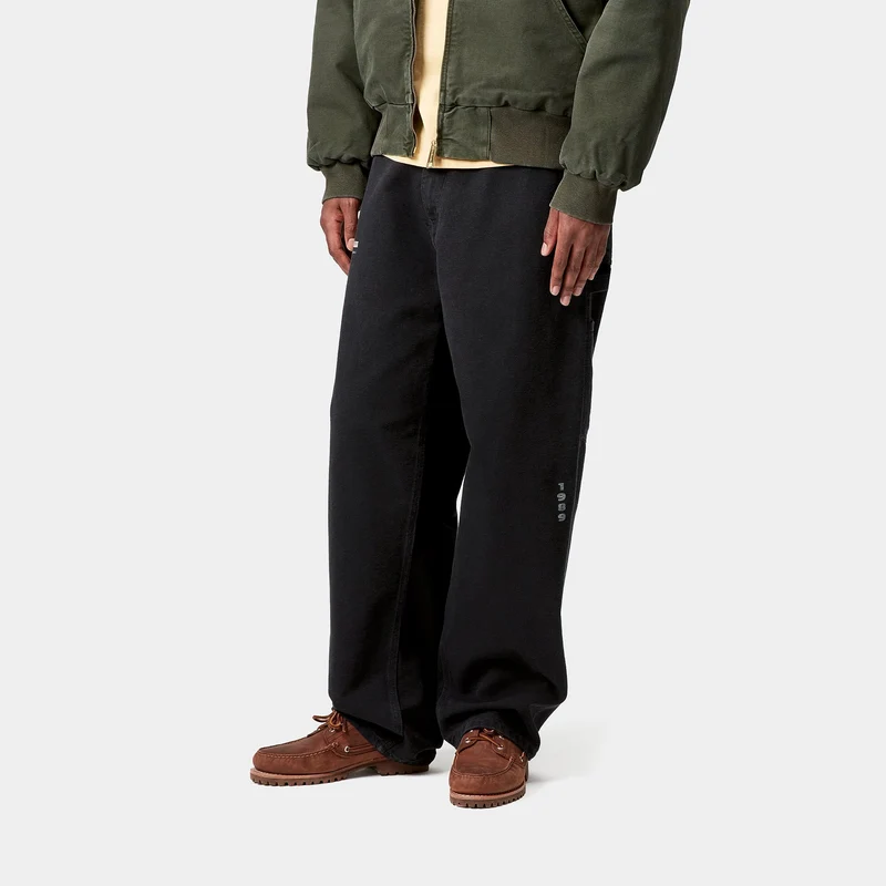 Carhartt WIP Herren OG Single Knee Hose mit Grafikprint | Schwarz, stark stonewashed