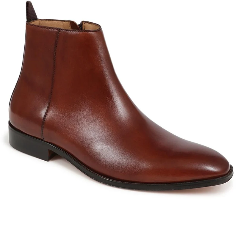 Flaxen Leather Ankle Boots - FLAXEN / 325 744 - Chestnut