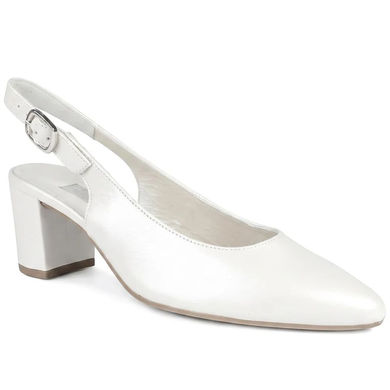 Gabor Buckle Fasten Heeled Court Shoes - GABC43512 / 330 410 - White