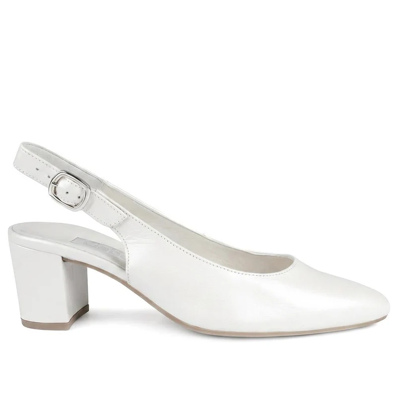 Gabor Buckle Fasten Heeled Court Shoes - GABC43512 / 330 410 - White