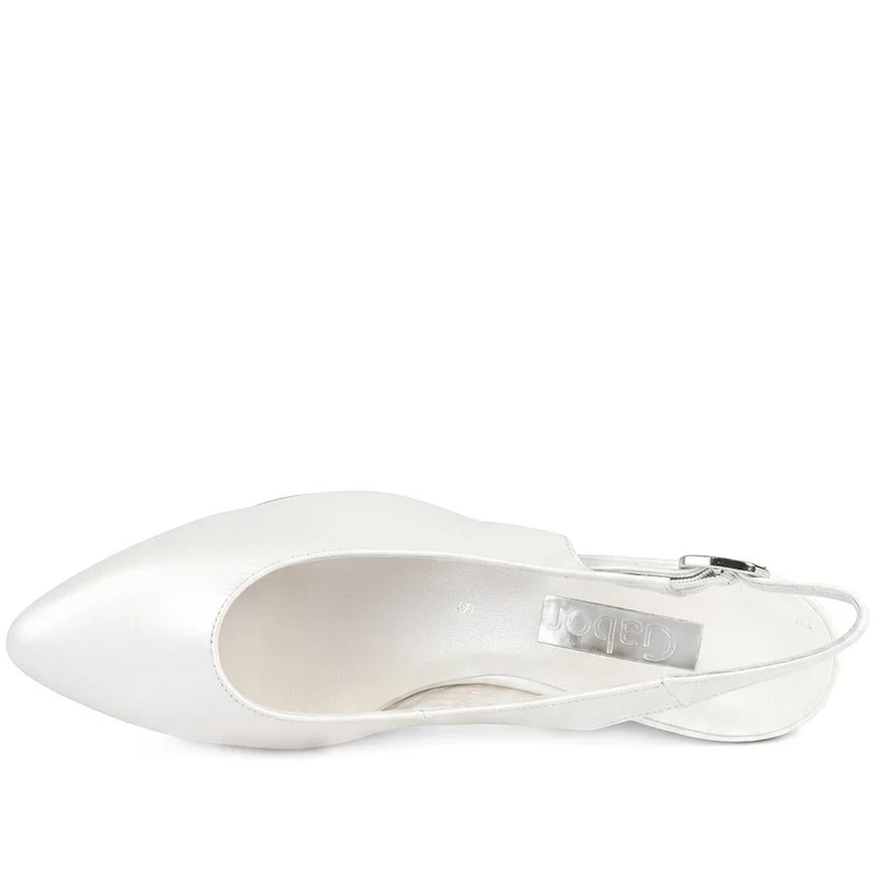 Gabor Buckle Fasten Heeled Court Shoes - GABC43512 / 330 410 - White