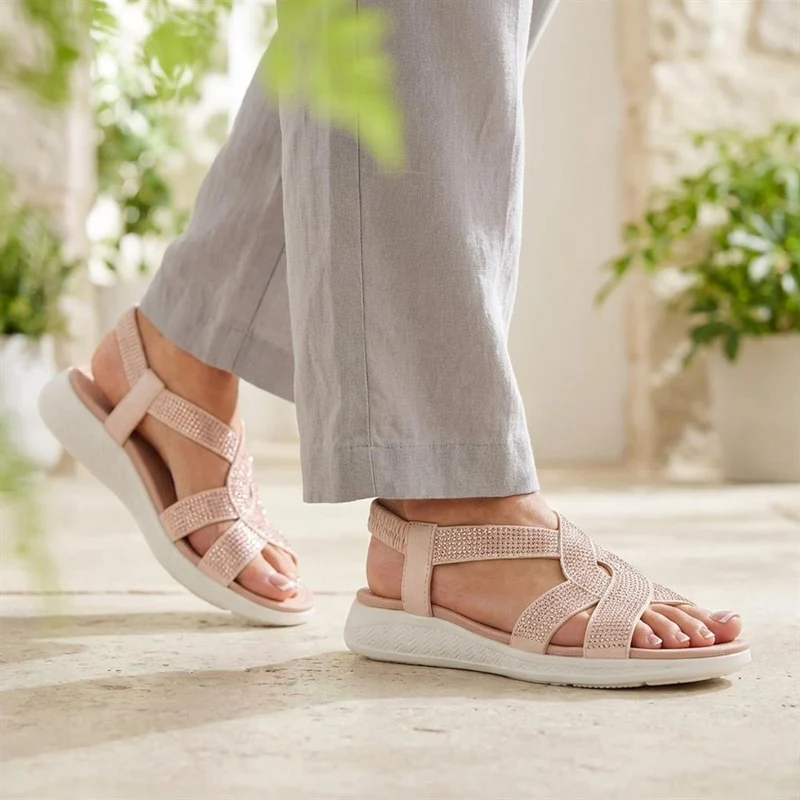 Stretch Fit Embellished Daily Sandals - BAIZH43043 / 329 308 - Pink
