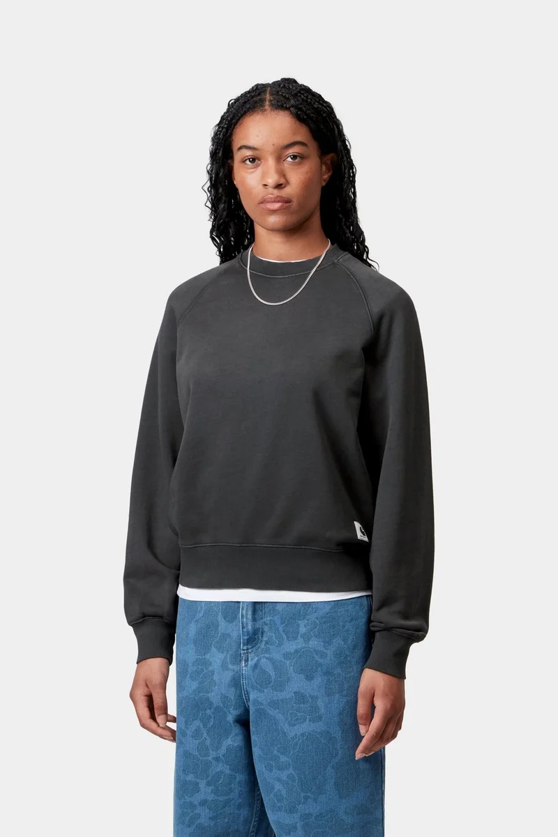 Carhartt WIP Hudson Chalk Wash Sweat Top für Damen | Schwarz