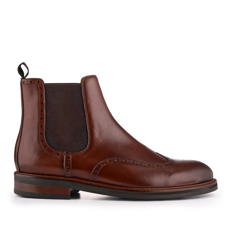 Fieldston Brogue Wingtip Chelsea Boots - FIELDSTON / 327 927 - Chestnut