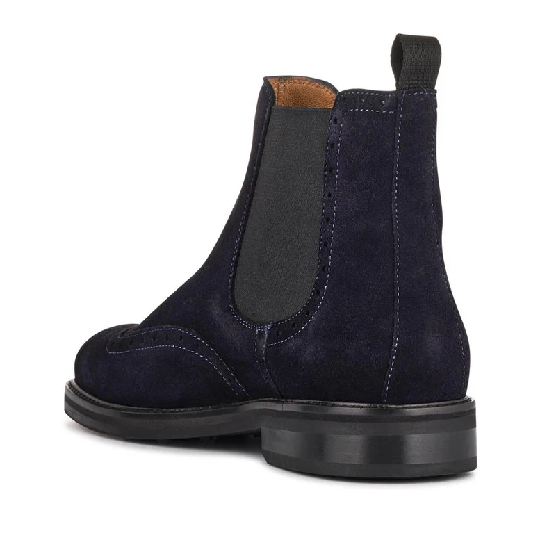 Fieldston Brogue Wingtip Chelsea Boots - FIELDSTON / 327 927 - Navy Suede