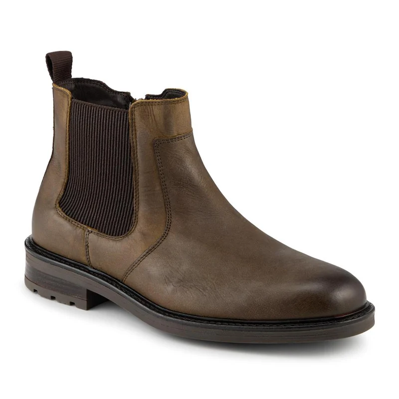 Feltham Heeled Leather Chelsea Boots - FELTHAM / 328 081 - Khaki