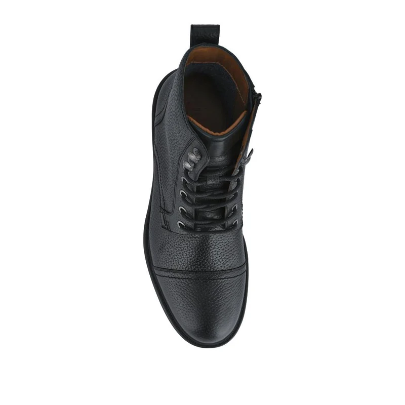 Davide Leather Wide-Fit Military Boots - DAVIDE / 328 077 - Black Grain