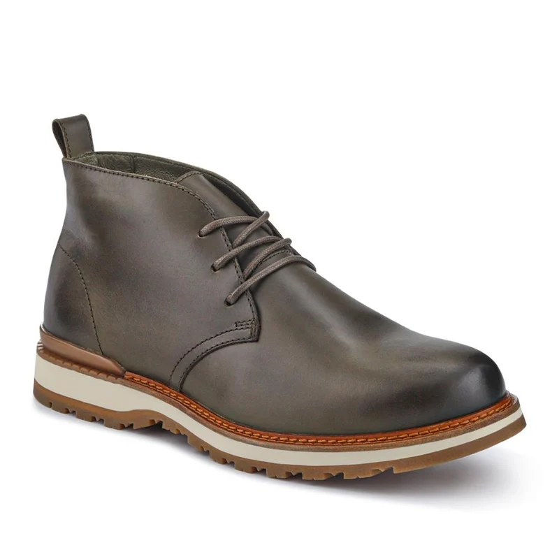 Darrel Grippy Leather Ankle Boots - DARRELL / 328 078 - Olive