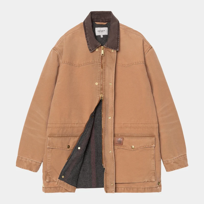 Carhartt WIP Herren OG Santa Fe Manteljacke – Hamilton Brown / Tobacco Stone Canvas