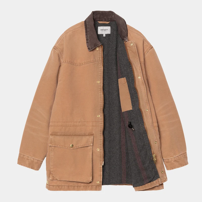 Carhartt WIP Herren OG Santa Fe Manteljacke – Hamilton Brown / Tobacco Stone Canvas