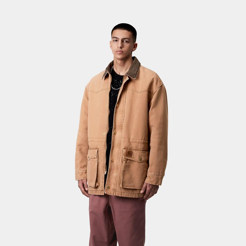 Carhartt WIP Herren OG Santa Fe Manteljacke – Hamilton Brown / Tobacco Stone Canvas