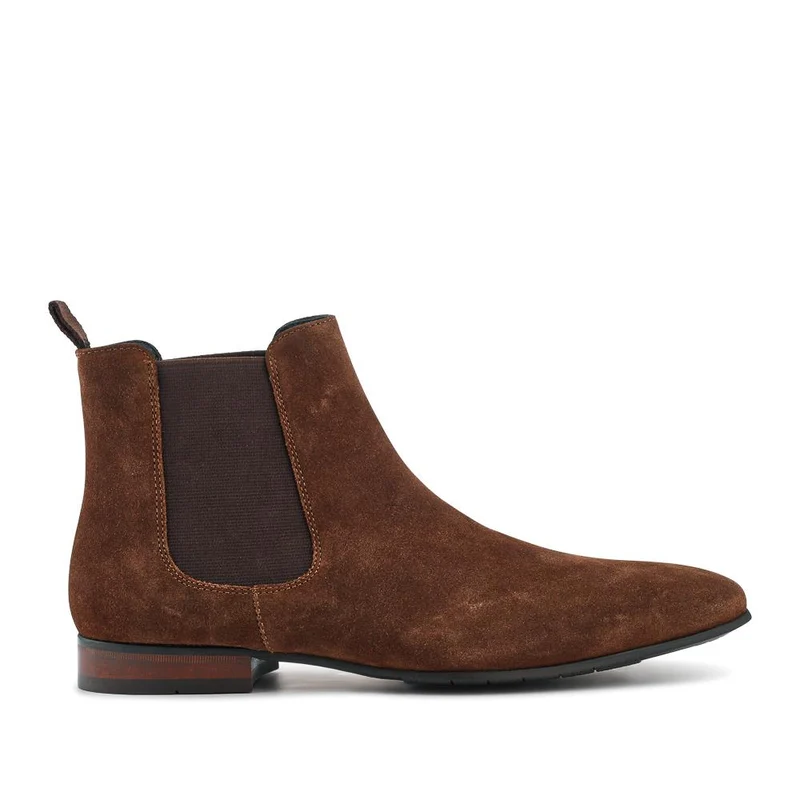 Leather Pointed-Toe Chelsea Boots - FAIRFORD / 328 630 - Brown Suede