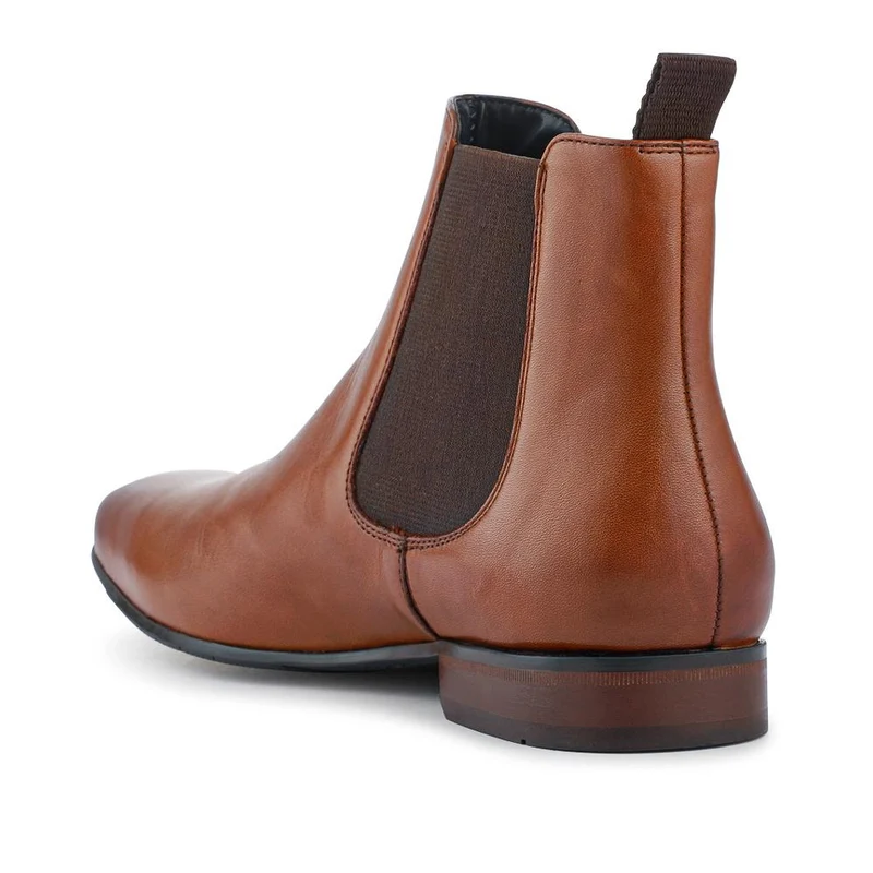 Leather Pointed-Toe Chelsea Boots - FAIRFORD / 328 630 - Tan