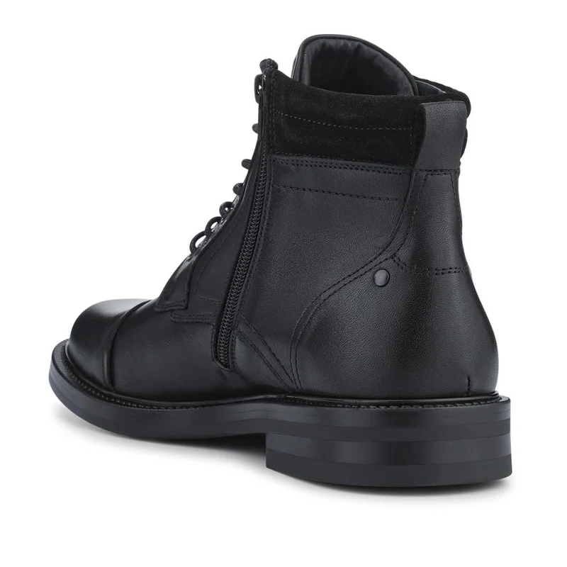 Eugene Leather Lace-Up Boots With Padded Cuff - EUGENE / 328 502 - Black